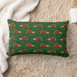 Cute Turkey with Pumpkin Pie Thanksgiving Lumbar Pillow
