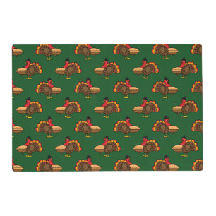 Cute Turkey with Pumpkin Pie Thanksgiving Placemat