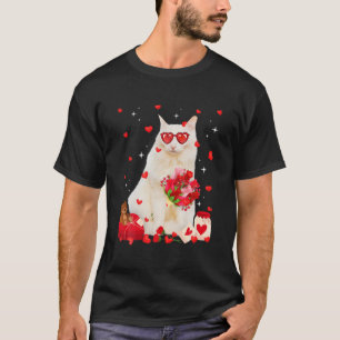 Cute Turkish Angora Cat Valentine Fun Cat Dad Cat T-Shirt