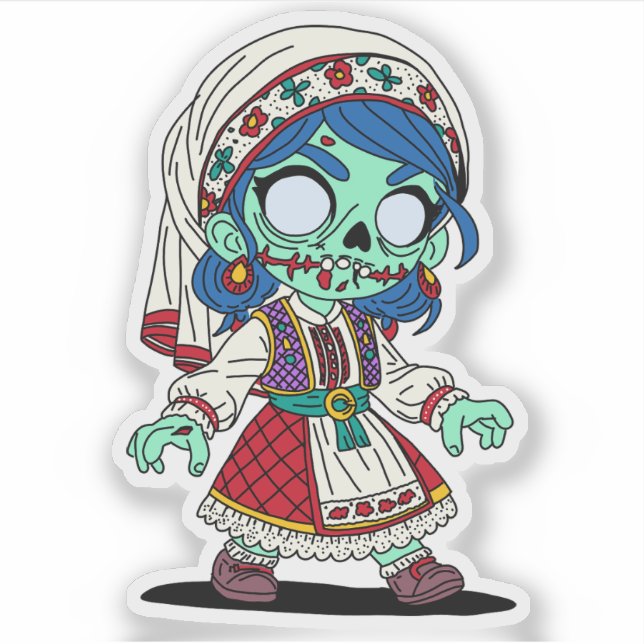 Cute Turkish Zombie Sticker (Front)