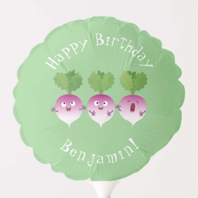Cute turnip personalised birthday cartoon balloon (Front)