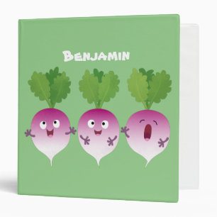 Cute turnip vegetable trio singing cartoon 3 ring binder