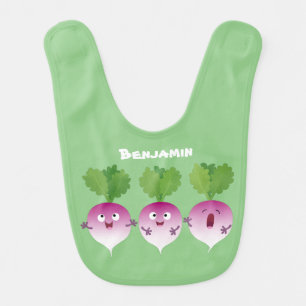 Cute turnip vegetable trio singing cartoon baby bib
