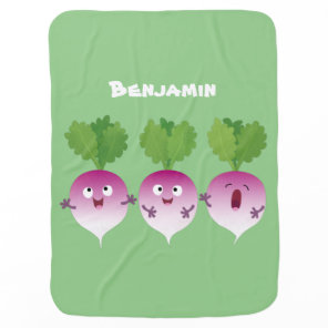 Cute turnip vegetable trio singing cartoon baby blanket