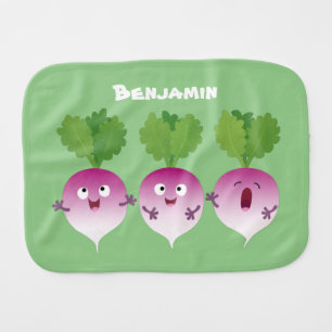 Cute turnip vegetable trio singing cartoon baby burp cloth