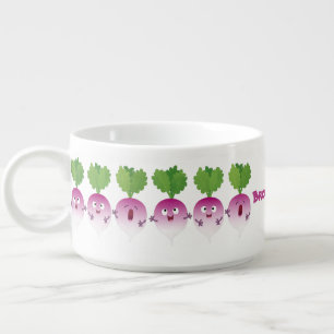 Cute turnip vegetable trio singing cartoon bowl