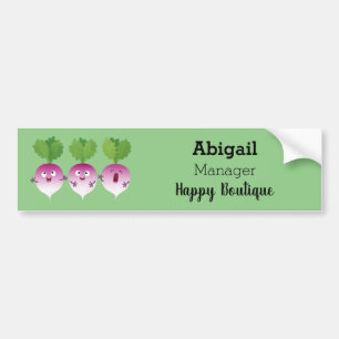 Cute turnip vegetable trio singing cartoon bumper sticker