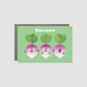 Cute turnip vegetable trio singing cartoon car magnet