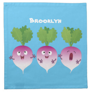 Cute turnip vegetable trio singing cartoon cloth napkin