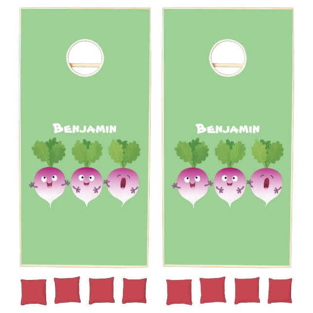 Cute turnip vegetable trio singing cartoon cornhole set (Set)