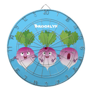Cute turnip vegetable trio singing cartoon dart board