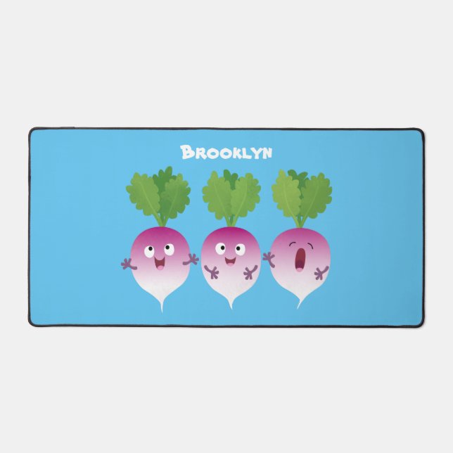 Cute turnip vegetable trio singing cartoon desk mat (Front)