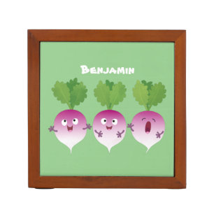 Cute turnip vegetable trio singing cartoon desk organizer