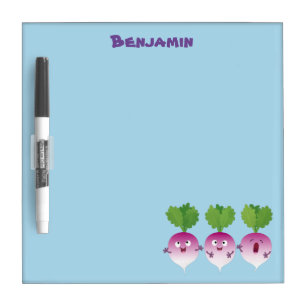 Cute turnip vegetable trio singing cartoon dry erase board
