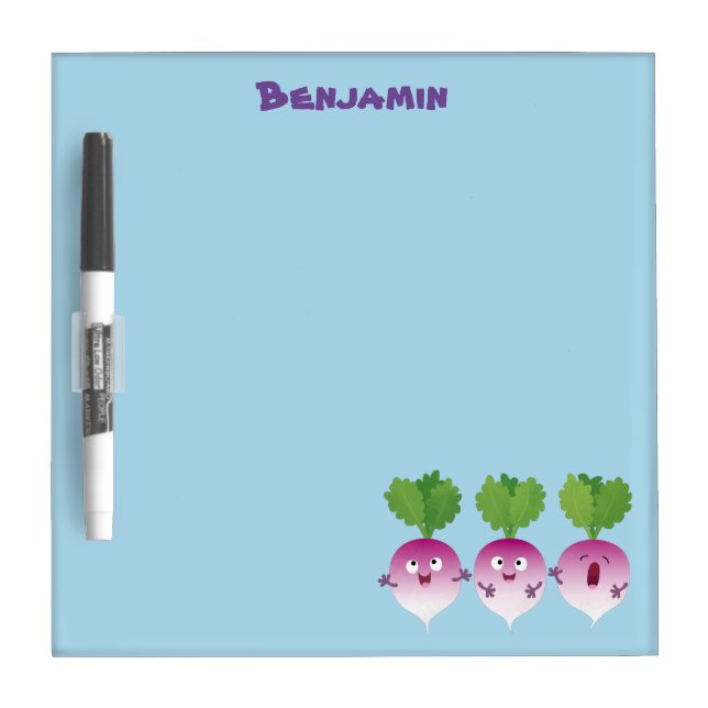Cute turnip vegetable trio singing cartoon dry erase board (Front)