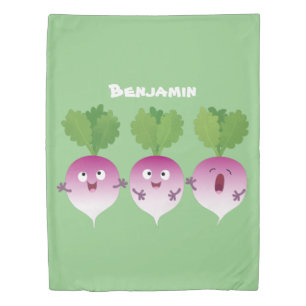 Cute turnip vegetable trio singing cartoon  duvet cover