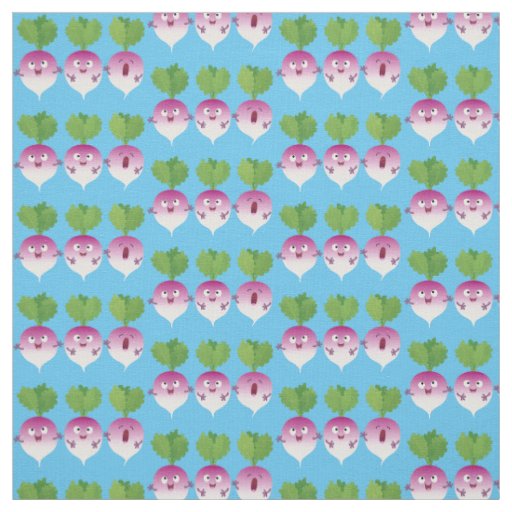Cute turnip vegetable trio singing cartoon fabric