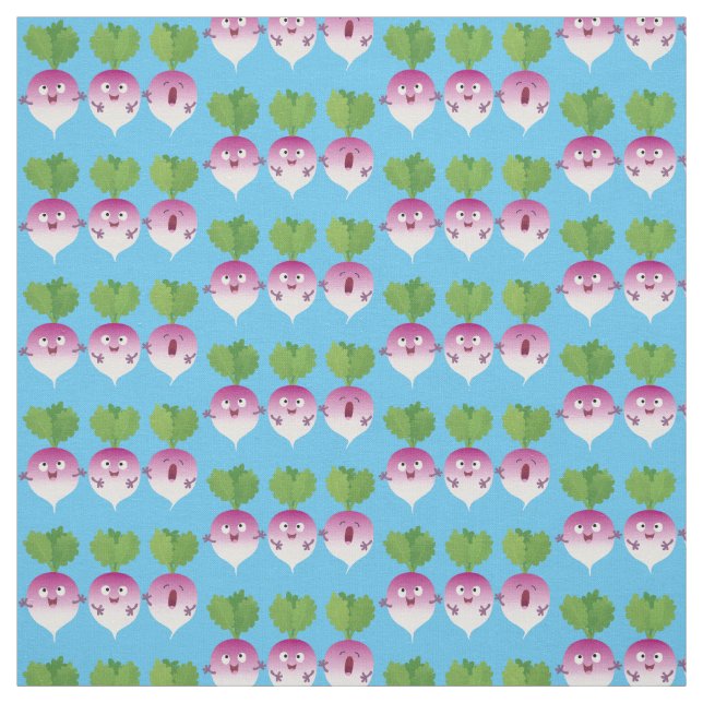 Cute turnip vegetable trio singing cartoon fabric (Swatch)