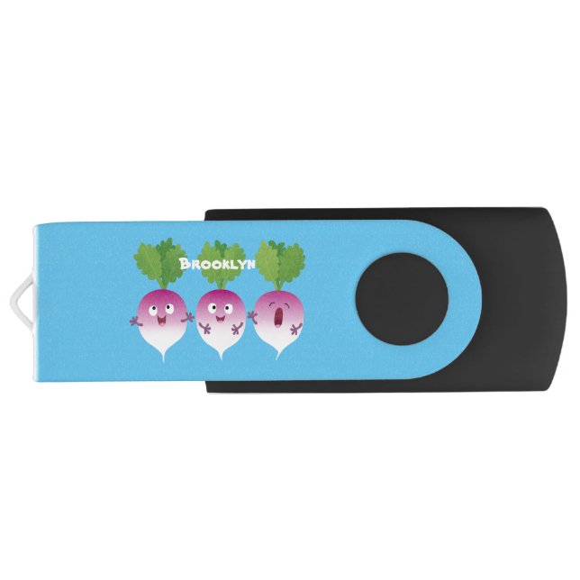 Cute turnip vegetable trio singing cartoon flash drive (Back)