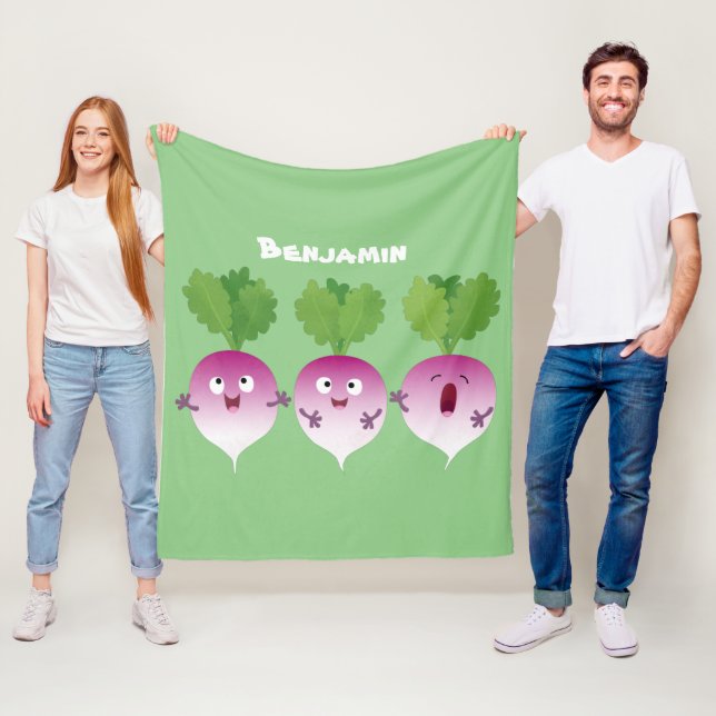 Cute turnip vegetable trio singing cartoon  fleece blanket (In Situ)