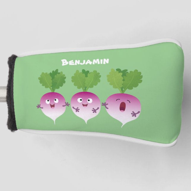 Cute turnip vegetable trio singing cartoon golf head cover (Front)
