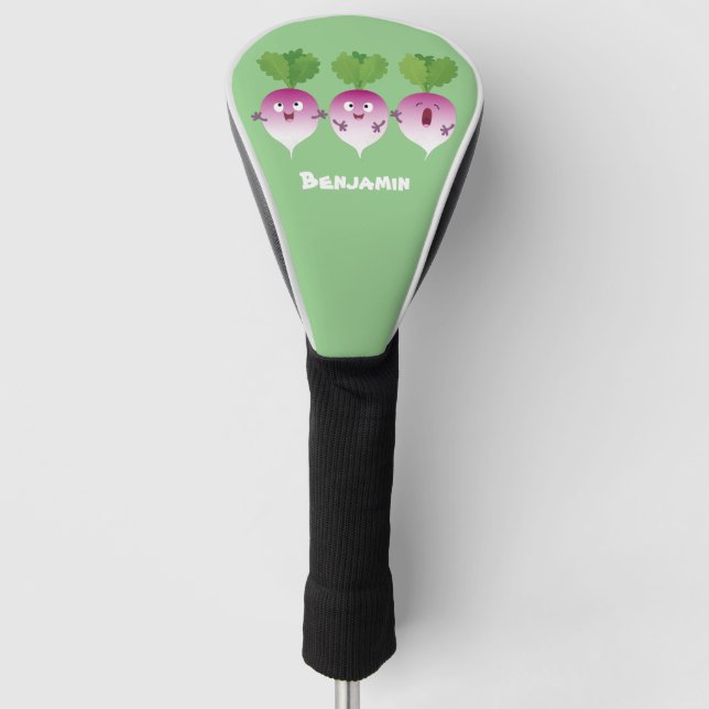 Cute turnip vegetable trio singing cartoon golf head cover (Front)