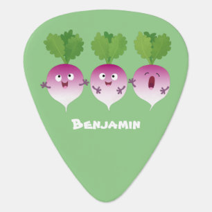 Cute turnip vegetable trio singing cartoon  guitar pick