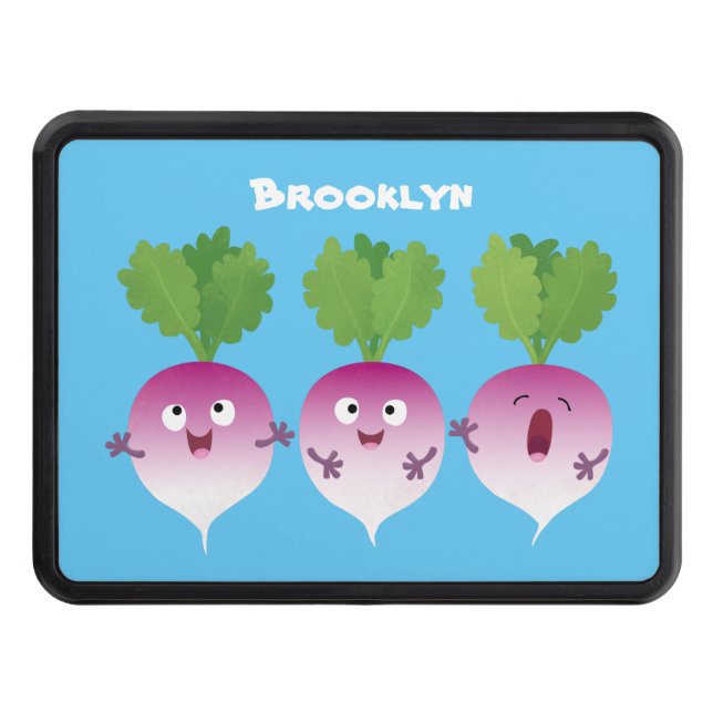 Cute turnip vegetable trio singing cartoon hitch cover (Front)