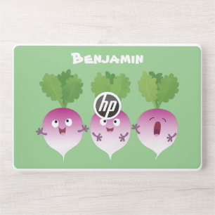 Cute turnip vegetable trio singing cartoon HP laptop skin