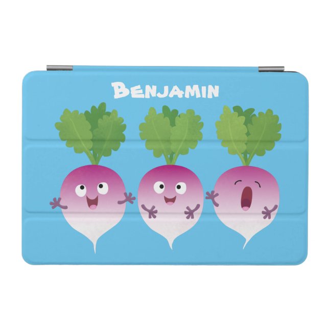 Cute turnip vegetable trio singing cartoon iPad mini cover (Horizontal)