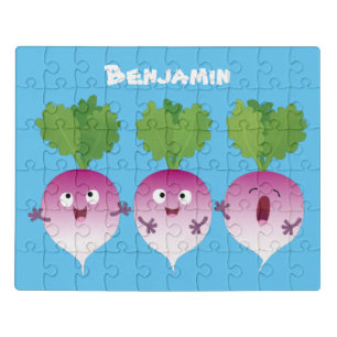 Cute turnip vegetable trio singing cartoon jigsaw puzzle