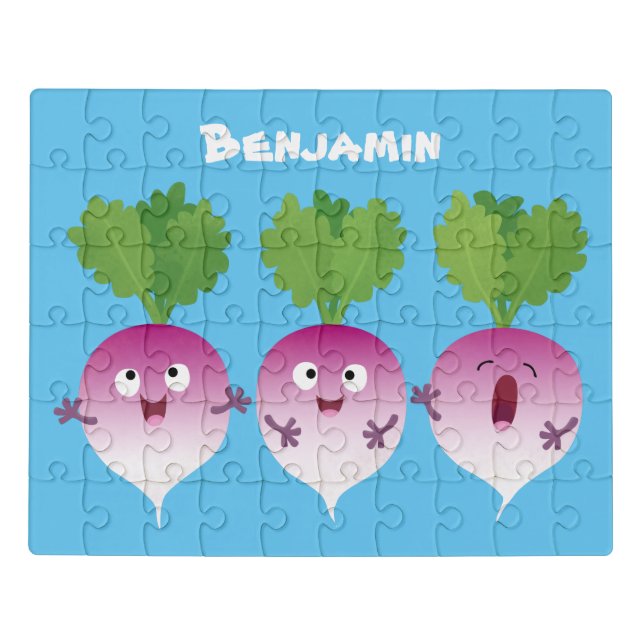 Cute turnip vegetable trio singing cartoon jigsaw puzzle (Puzzle Horizontal)