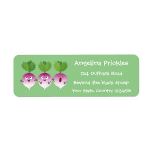 Cute turnip vegetable trio singing cartoon label