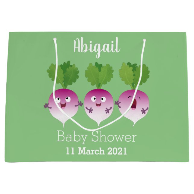 Cute turnip vegetable trio singing cartoon large gift bag (Front)