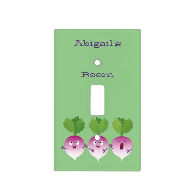 Cute turnip vegetable trio singing cartoon light switch cover (Front)
