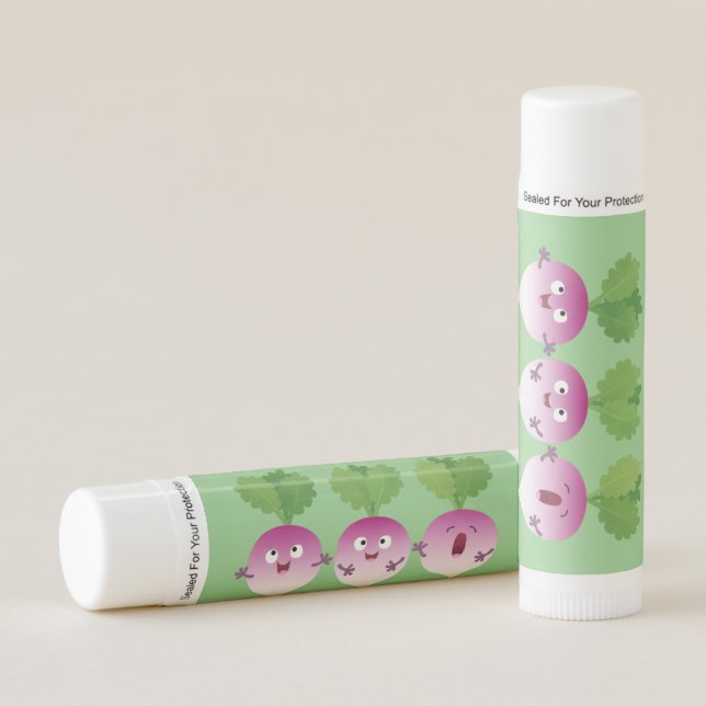 Cute turnip vegetable trio singing cartoon lip balm (Front)