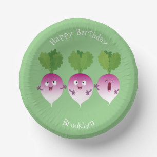Cute turnip vegetable trio singing cartoon paper bowls