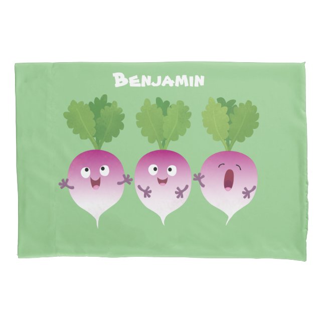 Cute turnip vegetable trio singing cartoon pillow case (Front)
