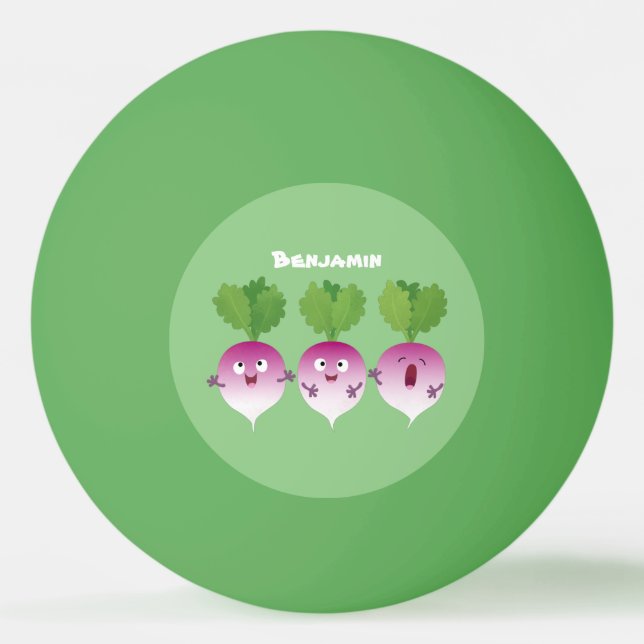 Cute turnip vegetable trio singing cartoon ping pong ball (Front)