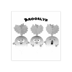 Cute turnip vegetable trio singing cartoon rubber stamp
