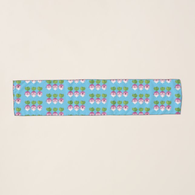 Cute turnip vegetable trio singing cartoon scarf (Front (Horizontal))