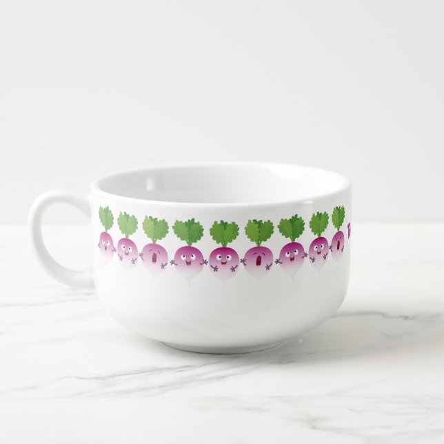 Cute turnip vegetable trio singing cartoon soup mug (Right)