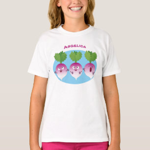 Cute turnip vegetable trio singing cartoon T-Shirt