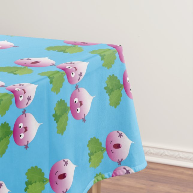 Cute turnip vegetable trio singing cartoon tablecloth (In Situ)