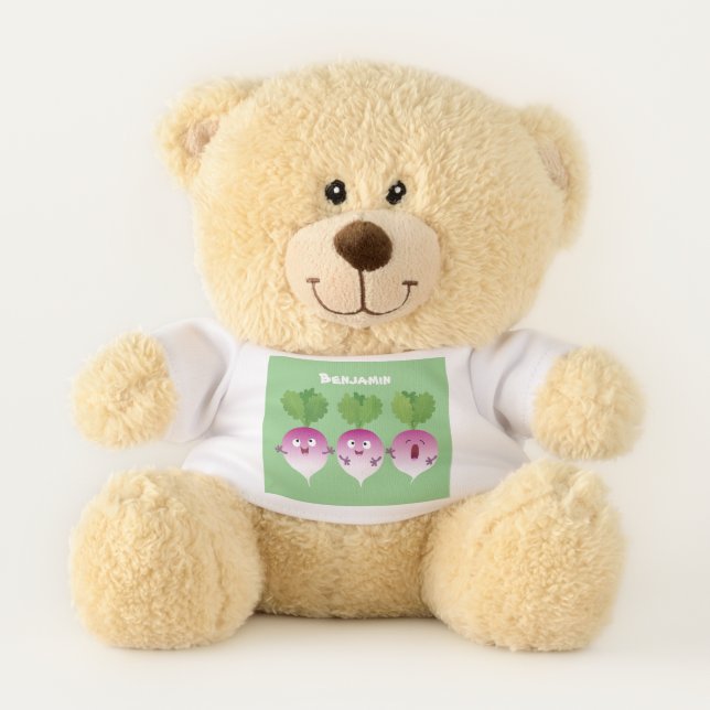 Cute turnip vegetable trio singing cartoon teddy bear (Front)