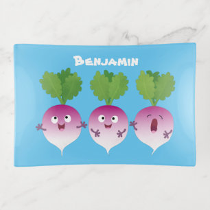 Cute turnip vegetable trio singing cartoon trinket tray