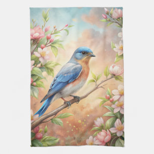 Cute Turquoise Bird Kitchen Towel