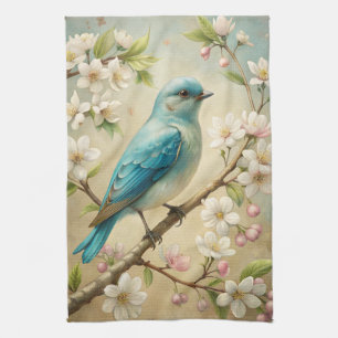 Cute Turquoise Bird Kitchen Towel