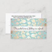 Cute Turquoise Blue and Gold Salon Referral Card (Front/Back)