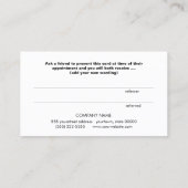 Cute Turquoise Blue and Gold Salon Referral Card (Back)